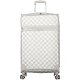 Steve Madden Designer Luggage - Checked Large 28 Inch Softside Suitcase - Expandable for Extra Packing Capacity - Lightweight Bag with Rolling Spinner Wheels (Chalet Light Grey, 28in)