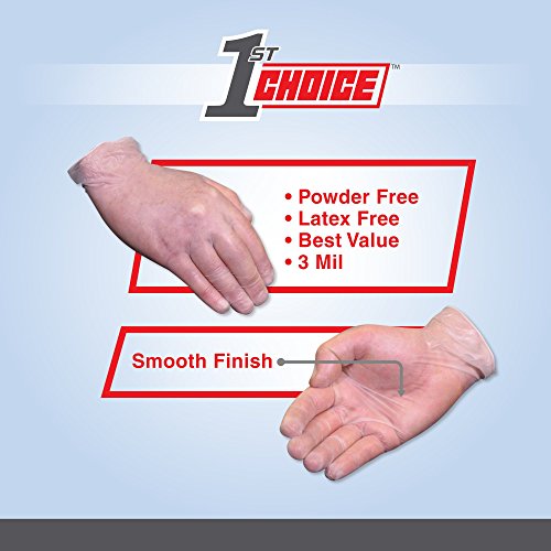 1st Choice Clear Vinyl 3 Mil Thick Disposable Gloves, Medium, Case of 1000 - Industrial Grade, Latex-Free