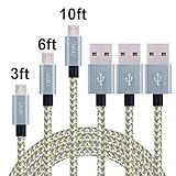 COCOFU (3Pack) Micro USB Cable, 3/6/10FT Extra Long Nylon Braided Universal Micro USB Charger High Speed Sync&Charge Cord Wire for Android, Samsung, HTC, Motorola,Sony,LG,Tablet and More (Gold+Gray)