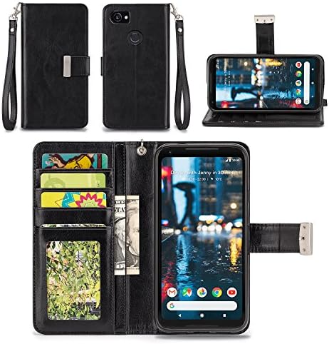 Google Pixel 2 XL Case - IZENGATE [Classic Series] Wallet Cover PU Leather Flip Folio with Stand (Black)