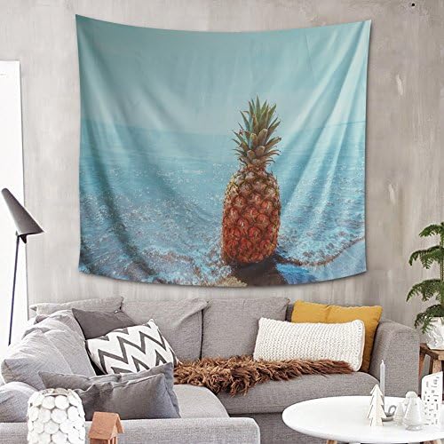 GZDDG Blue Wave and Pineapple Tapestry by Wall Art Hanging for Dorm Bedroom Living Room Tapestry wall hanging Decor Size- 51" H x 60" W