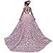 VeraQueen Muslim Long Turkish Arabic Pink Lace Mermaid Formal Evening Party Prom Gown Dress Engagement Gowns Dresses (Pink, 6)