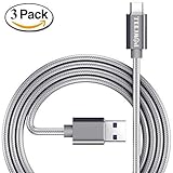 Pack of 3 POWCELL Full Speed Charger Cord for Sony Xperia 10 Plus XZ3 Premium Infinity XZ XZ2 Compact XZs L3 XA1 XA2 Ultra R2 Nylon Braided USB Data SYNC Charging Cable (3 FEET)