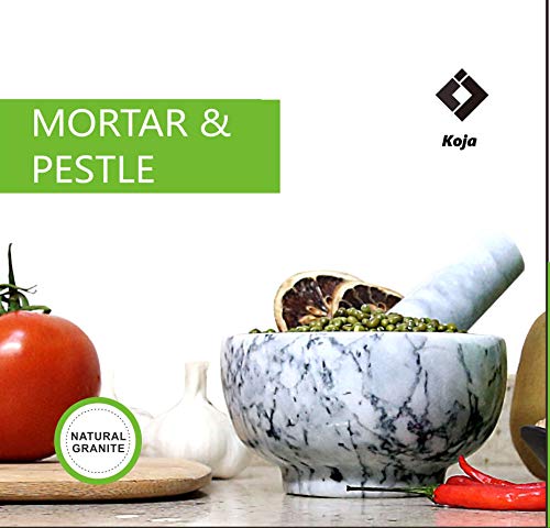 Kojà Home Natural Marble Mortar & Pestle Stone Grinder for Spices, Seasonings, Pastes, Pestos and Guacamole | Attractive Gift | Stays Cool | Easy Clean up | Fully Guaranteed - Thumbnail 2