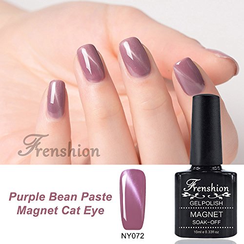 Frenshion 10ml Magnetic Cat Eye Gel Polish 3D Gel Nail Polish Soak Off UV LED Purple Bean Paste Nail Art 072