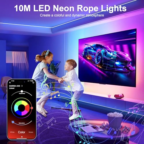 Macchiatto 10 m LED Neon Strip, DIY LED Strip with APP/Remote Control, Music Synchronization, Neon LED Gaming, Waterproof, for Indoor, Outdoor, Bedroom Decoration
