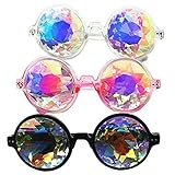 Amazon Prime Deals,Black/Pink/White Black Kaleidoscope Glasses- Rainbow Rave Prism Diffraction
