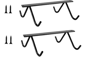 HuaCare 2Pcs Mug Hooks Under Cabinet - Heavy-Duty Metal Coffee Mug Holder with 4 Hooks, Black Cup Hooks for Under Shelf, Spac