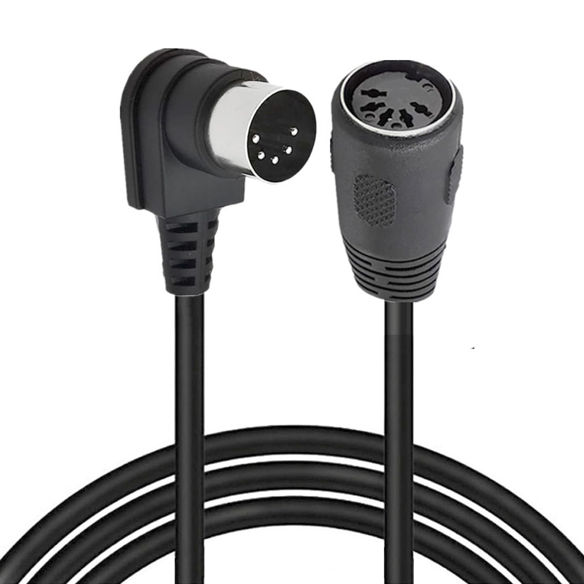 MIDI Din Extension Cable, MIDI 5-Pin DIN 90 Degree Angle Male Plug to Female Socket Audio MIDI/AT Adapter Cable for MIDI Keyboard Synthesizer, Organ, Electric Piano, MIDI Guitar (3 Meter / 9.8 Ft)