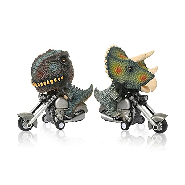 YKIO-Dinosaur-Toy-Cars-2-Pack-Friction-Powered-Motorcycle-Game-T-Rex-and-Triceratops-Monster-Dino-Toys-for-Boys-Age-34567 YKIO Dinosaur Toy Cars 2 Pack Friction Powered Motorcycle Game T-Rex and Triceratops Monster Dino Toys for Boys Age 3,4…