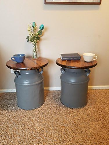 Set of Vintage Milk Can End Tables, Gray