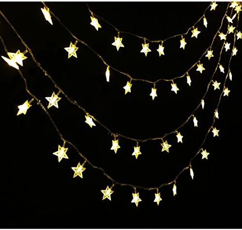 CuteKing 24ft 50 Small Stars LED String Light with Timing Program, Battery Powered String Lights with 8 Light Modes for Party, Wedding, Festival, Kids Tent, Decoration (24 feet, Warm white)