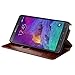 GW Compatible for Samsung Galaxy Note 4 Wallet Case, Slim Flip Folio [Kickstand] Pu Leather Wallet Case with ID&Credit Card Slot for Galaxy Note 4, Brown Leather