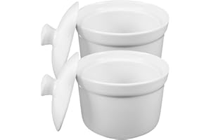 AUTSUPPL 2pcs 4-inch Ceramic Stew Bowls with Lid, Household Steaming Egg Cups and Dessert Soup Bowls for Home