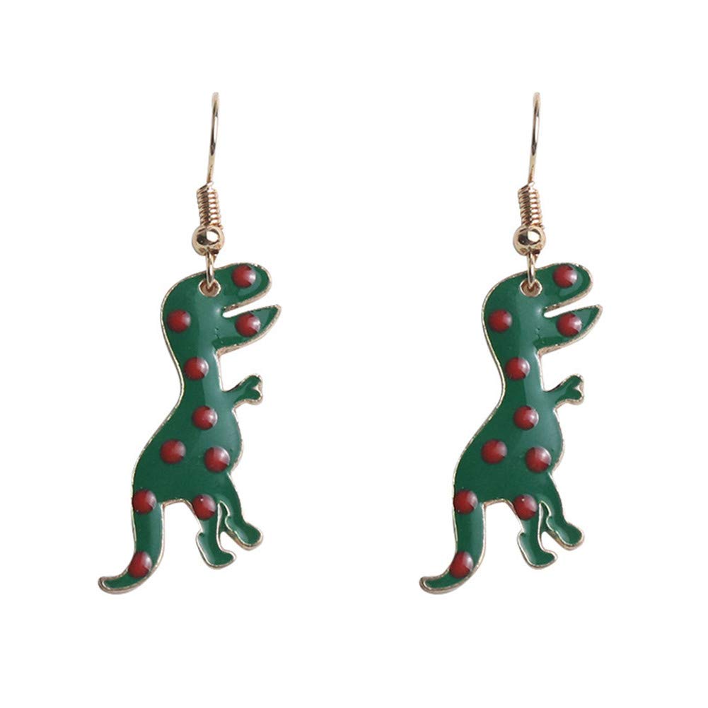 Buy 18K Gold Plated Red spots Green dinosaur Charm Tassel Earrings