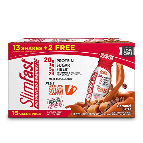 SlimFast Advanced Energy High Protein Meal Replacement Shake, Caramel