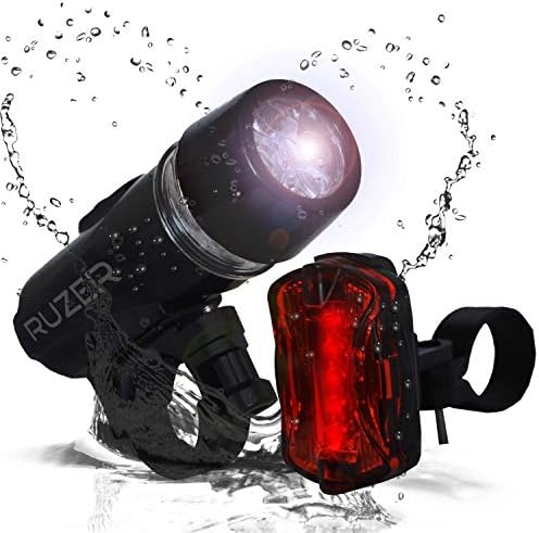 RUZER© Bike Handlebar Light 1300 LUMEN LED COB Waterproof Projector tail & Head light ULTRA POWERFUL white red flashing fitting bracket