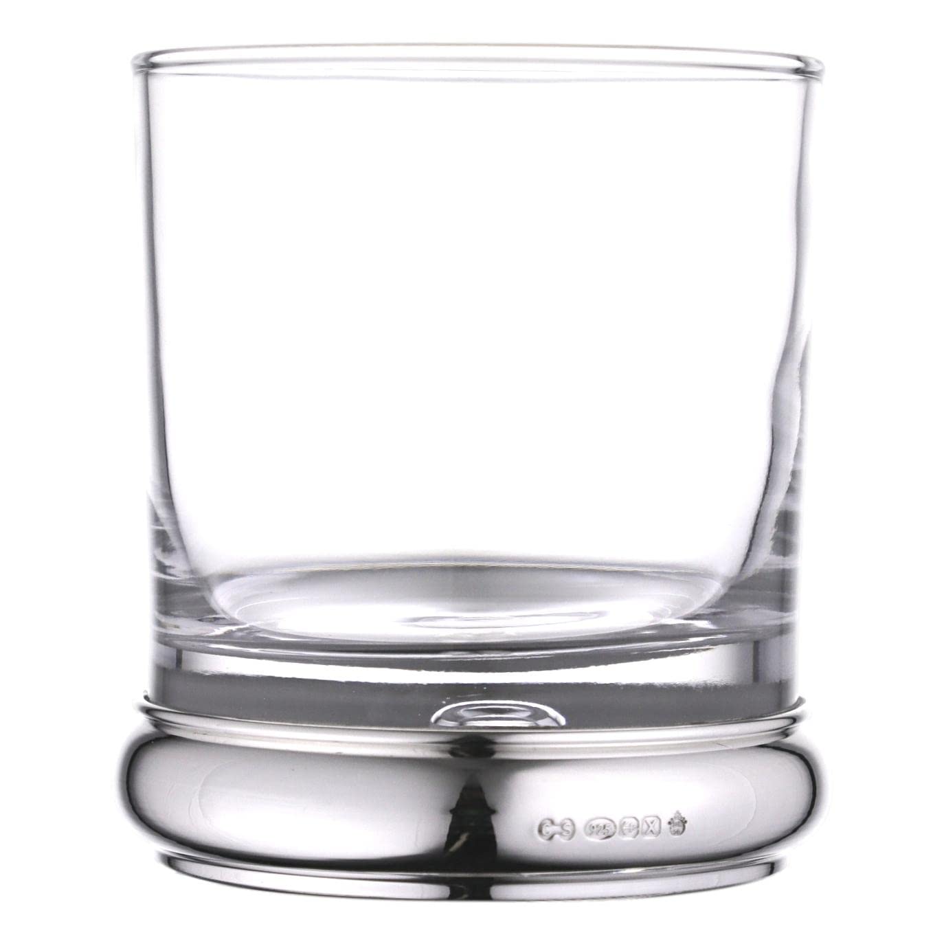 Cators Hallmarked Sterling Silver and Crystal Tumbler (300ml) - Large Drinks Whisky Tumbler Ideal for Gift. Perfect for Table Decoration. Luxury Sterling Silver Whiskey Glass.