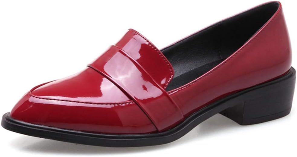 Women¡¯s Penny Loafers Flat Low Heel Pointed Toe Patent Leather Slip On Oxfords Dress Shoes