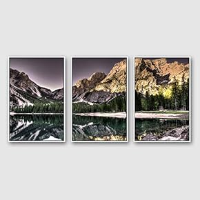 Framed Canvas Wall Art for Living Room, Bedroom Beautiful Nature Norway Landscape Canvas Prints for Modern Home Decoration Ready to Hang - 16"x24"x3 Panels