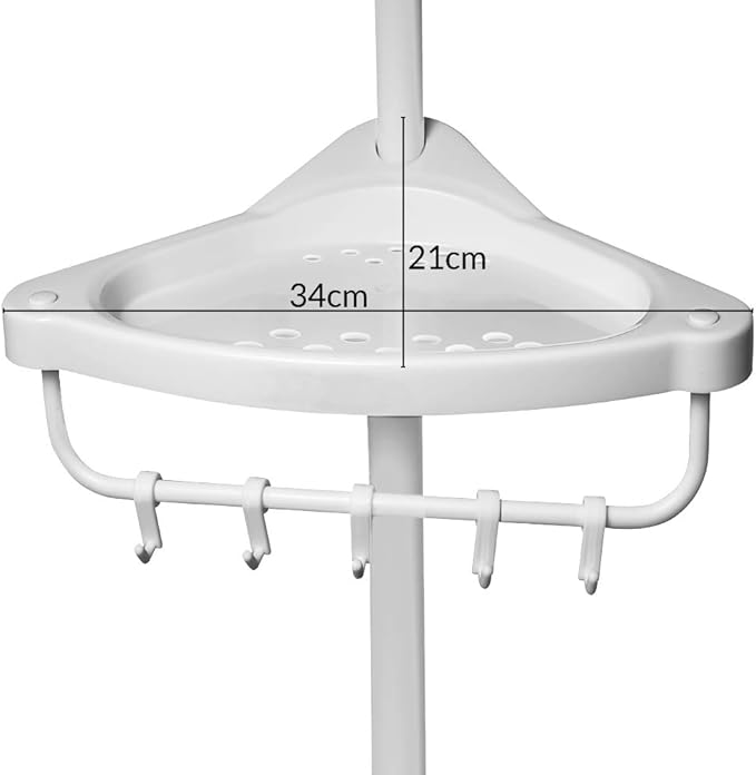Deuba Etagère Dangle Télescopique 4 Tablettes Blanche 155 290x34x21cm Salle De Bain Douche étagère Réglable
