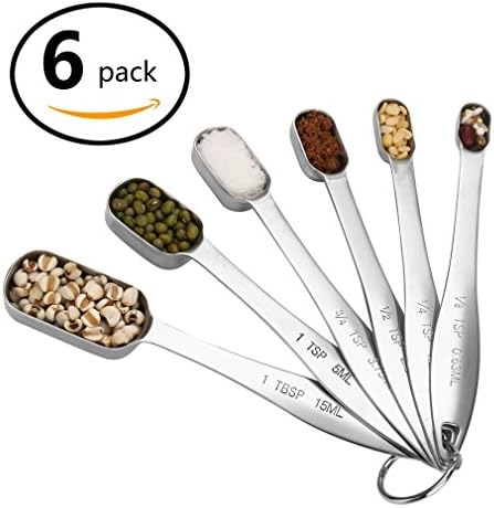 Measuring Spoons,Soulover Stainless Steel Food Seasoning Teaspoon or Roasted Seasoned Scale Measuring Spoons,Set of 6