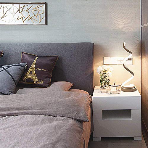 Modern Spiral LED Table Lamp - ELINKUME 12W Smart Dimmable Curved LED Desk Lamp, Contemporary Minimalist Design, Warm White Light, Creative Acrylic LED Modeling Lamp Perfect for Bedroom Living Room - Thumbnail 6