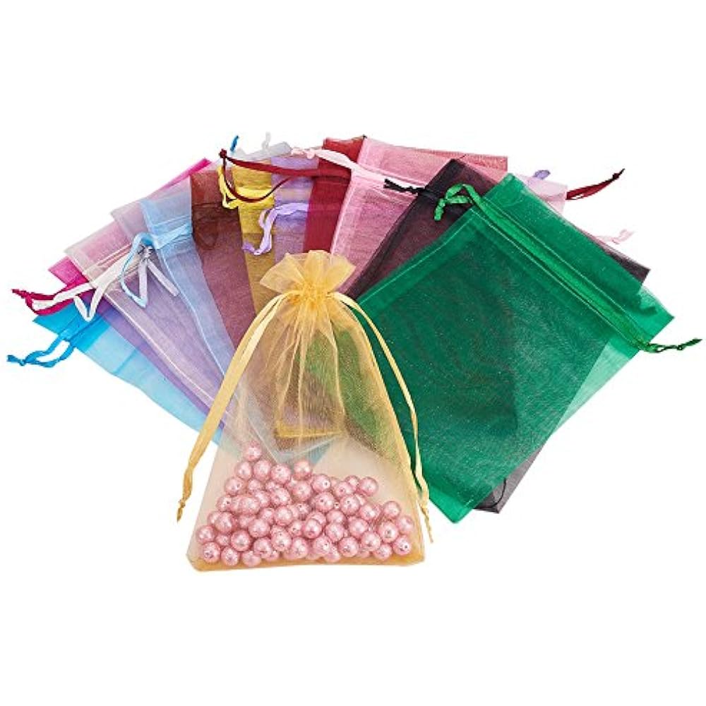 Pandahall 200PCS 4x6 Inches Mixed Color Organza Gift Bags With