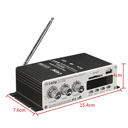 Car Amplifier, ELEGIANT Mini Hi-Fi Stereo Super Bass Audio Audio Power Amplifier with Remote Control,Support FM/MP3/TF/USB/DVD for Car Motorcycle Home