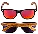 Woodies Zebra Wood Sunglasses with Red Mirrored Polarized Lens and Real Wooden Frame for Men and Women | 100% UVA/UVB Protection