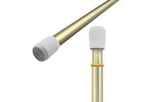 Amazing Drapery Hardware 7/16 Inch Brass Spring Tension Rods, Set of 2 - Adjustable Length 28-48 Inches - Twist to Fit Curtain Rods for Lightweight Sheer Panels, Sidelight Windows, and Small Spaces