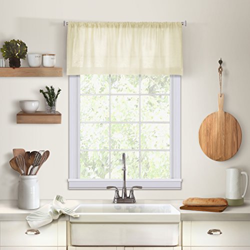 ElreneHome Fashions Cameron Linen Window Valance, 60" W x 15" L (1 Valance), Ivory