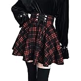 Gothic Clothes for Women Y2k High Waisted Short A-line Goth Skirt Cute Mini Plaid Pleated Skirts Checkered Skirt
