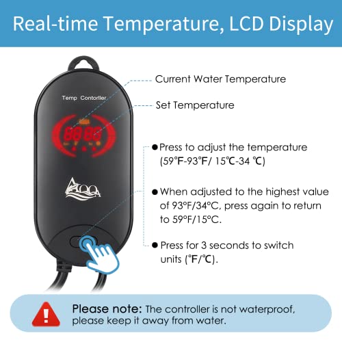 AQQA Aquarium Heater 500W Submersible Fish Tank Heater with Double