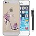 iPhone SE Case, iPhone 5S Case, iYCK Ultra Thin Clear Art Pattern Crystal Diamond Rhinestone Hard Plastic Rubber Snap On Shell Back Skin Case Cover for Apple iPhone 5/5S/SE/5SE - High-heeled Shoes