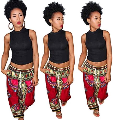 Cooped dresses Women Casual Wide Leg Long Loose Pants Boho Palazzo Trousers Red 2Small