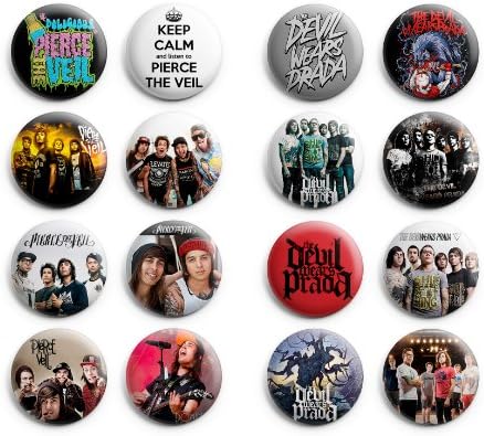 Pierce the Veil / The Devil Wears Prada Pinback Buttons 16Pcs 1.25 inch Best For Jacket,T-Shirts Mix Set