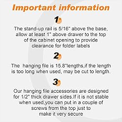 2 Pieces Hanging File Rail 1/2 Drawer Sides PVC
