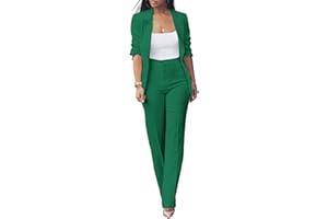 Tcremisa Women's Fashion Fall 2 Piece Pant Suit Dressy Long Sleeve Blazer and Slim Fit Pants Set Business Outfits