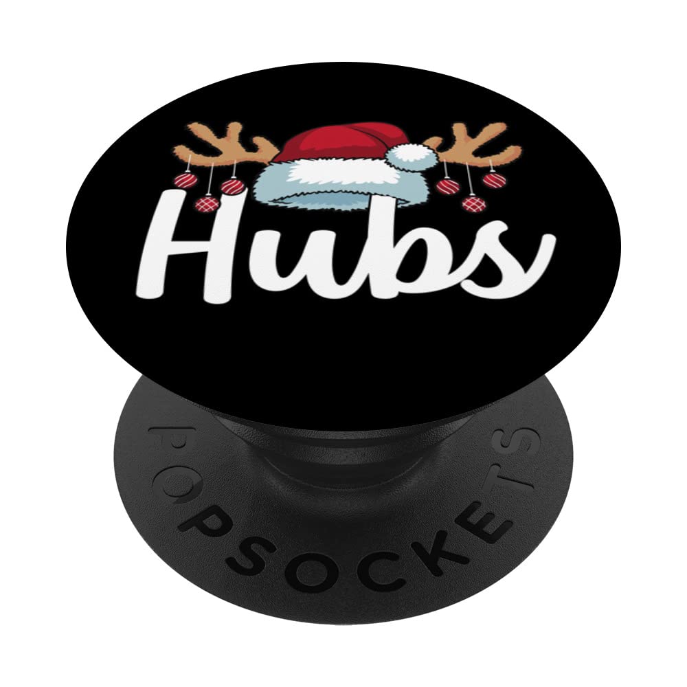 Hubs Claus Christmas Couples Matching His & Her Pajama Funny PopSockets Swappable PopGrip