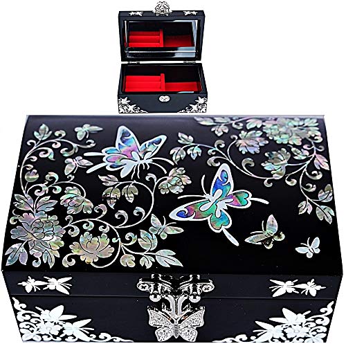 Haeil Mini Jewelry Boxes Organizer Box Gift Box Mother of Pearl Korea HJL1001 Black