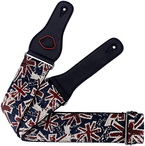 Cool 2.4" Pure Cotton Cartoon Guitar Strap, Big Letter Dark Blue