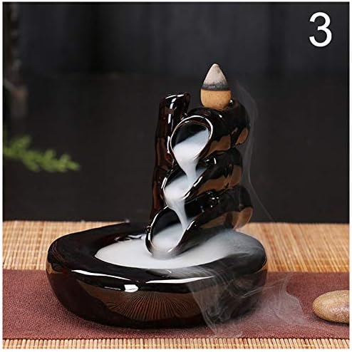 Remaxm 1 Pcs Ceramic Glaze Incense Holder Sandalwood Backflow Censer Waterfall Smoke,Small Buddha Incense Holder Backflow Incense Censer Home Office Teahouse Decor