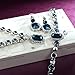 QIANSE Blue Sapphire Necklace Tennis Bracelet Earrings Jewelry Set Crystals Fashion Custom Jewelry for Women Birthday Gifts for Women Wife Girlfriend Mom Grandma for Her