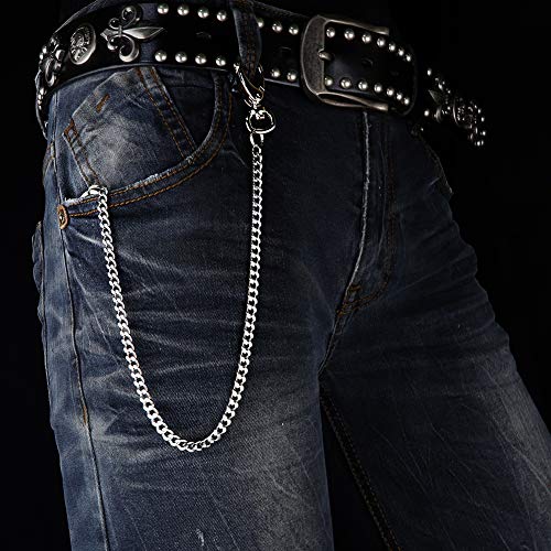 newtro Wallet Chain Stainless, Wallet Purse Chain Key Chain with Chain for Biker Trucker Motorcycle Pants Jean, Silver 16" for Men Women ST01 - Thumbnail 2