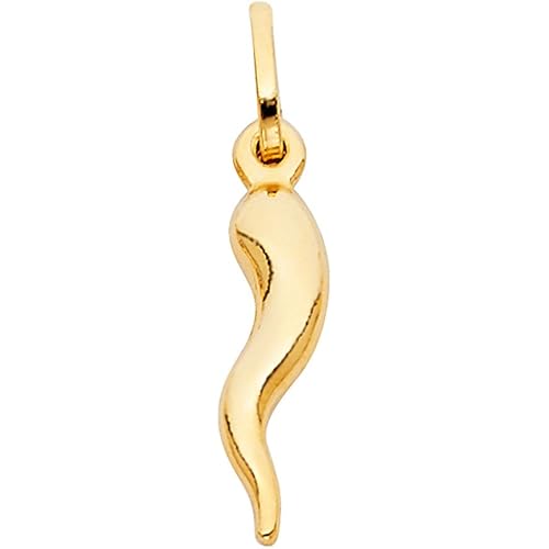 GM Fine Jewelry 14K Yellow Gold Cornicello Italian Horn Pendant