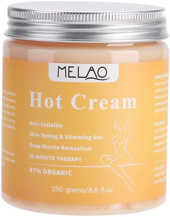 Anti Cellulite Cream 250g, Hot Slimming, Fat Burning Organic Body Toning Cream for Tummy Abdomen, Legs, Arms, Buttocks and Waist