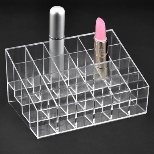 Onwon Transparent Cosmetic Makeup Organizer Clear 24 Lattices Lipsticks Cosmetic Lotion Makeup Organizer Storage Display Holder Stand