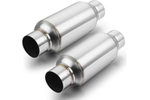A-KARCK 2.5" Inlet Exhaust Resonator, 2.5" Inlet 2.5" Outlet 11.5" Overall Length Muffler Resonator Stainless Steel Polished 2 Pack
