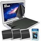 Clean Screen Wizard Microfiber Screen Keyboard Cleaner and Screen Keyboard Protector - 4 PACK (3 XL Cleaning Cloths/Keyboard Covers & Microfiber Sticker) for Laptops 12